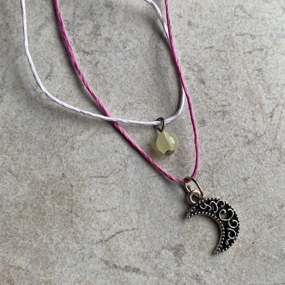 Jewelry - Lot of 2 Hemp Chokers - Moon & Green Bead